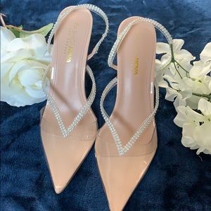 *NEW* Clear Rhinestone detailed Slingback heels